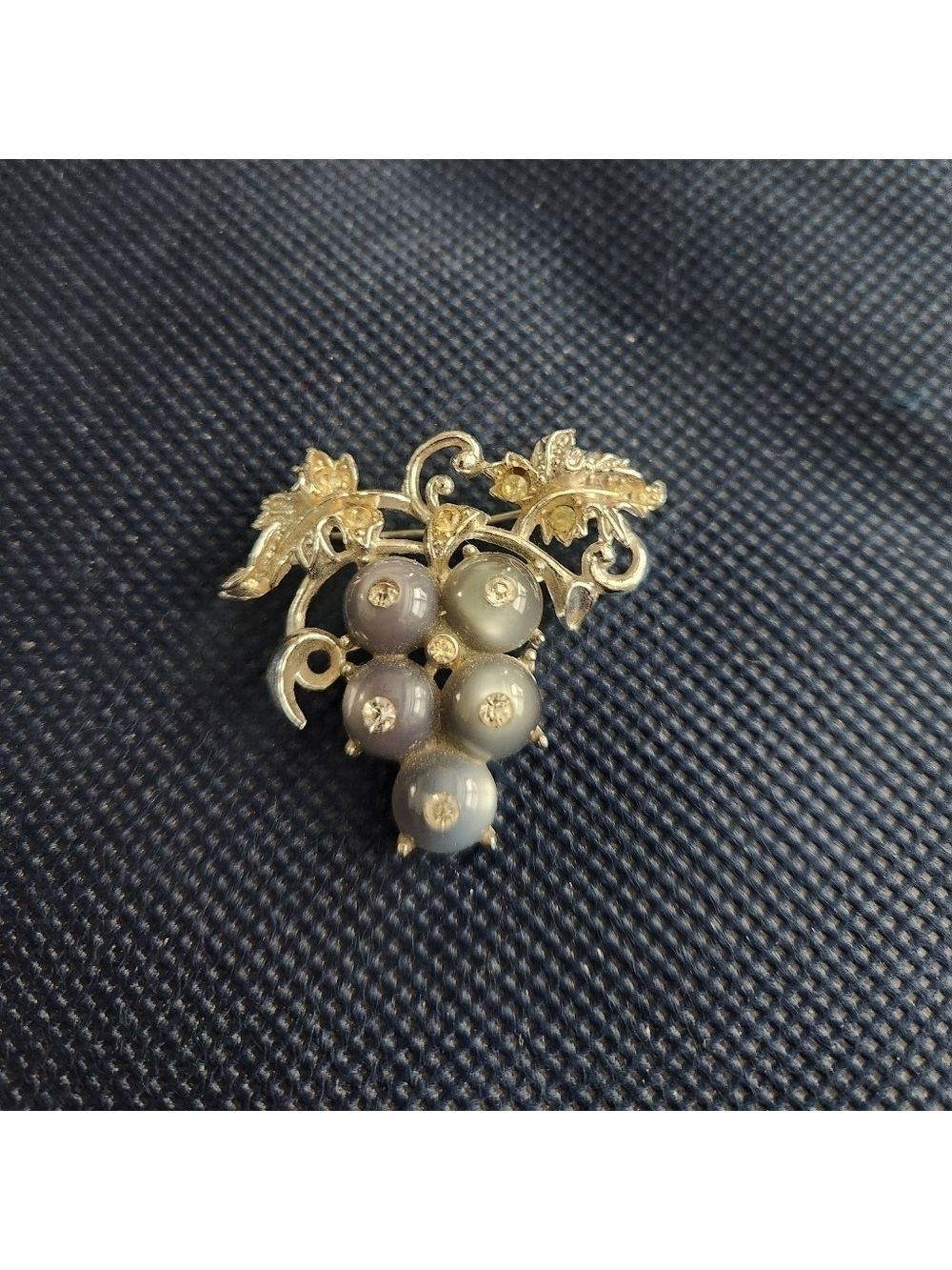 Early 1940 old and rare Coro bunch of grapes brooch/pin  signed